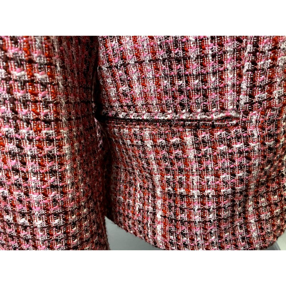 WHITE HOUSE BLACK Tweed Blazer Jacket Women’s 14 Red Pink Woven Preppy EUC - Picture 8 of 16